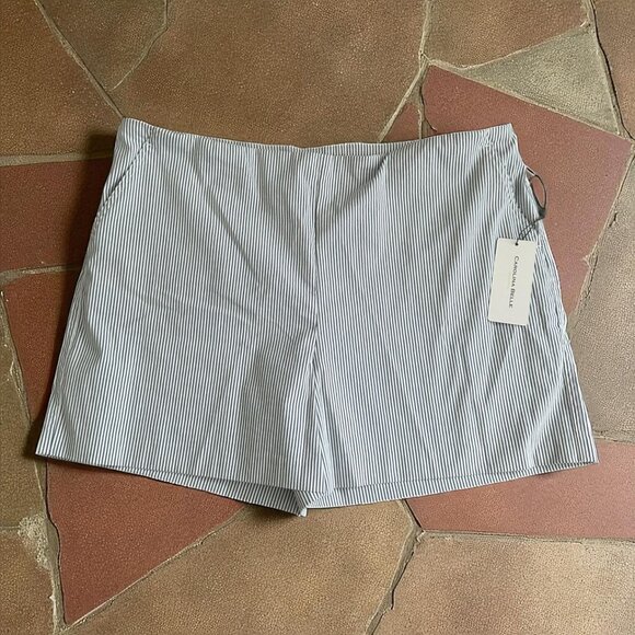CAROLINA BELLE Blue White Striped Shorts Size US 16 NEW NWT - Picture 1 of 11